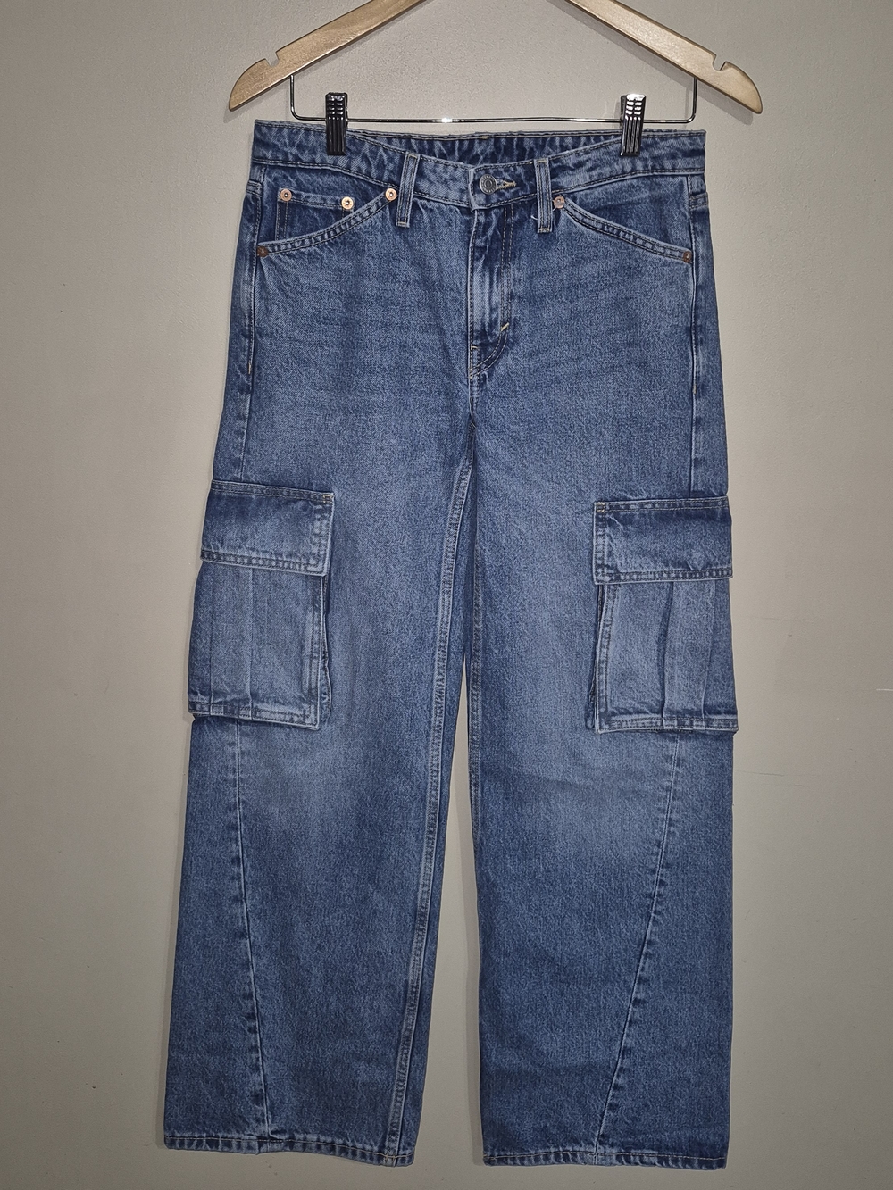 Weekday Blue Cargo Wide-Leg Jeans